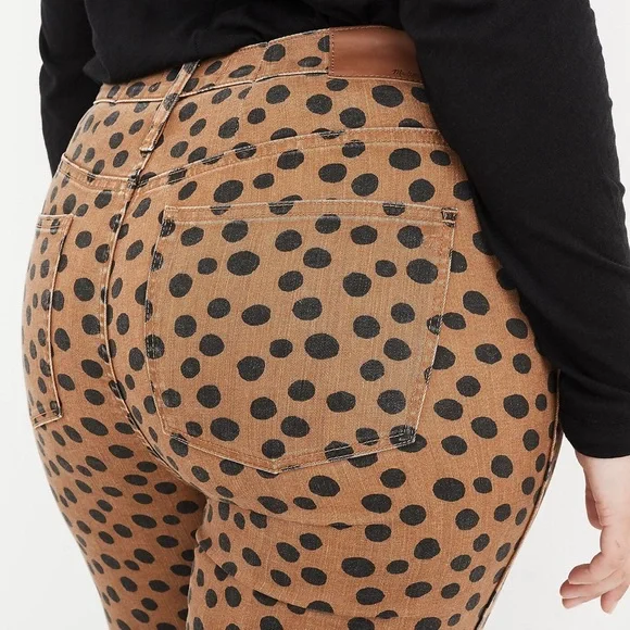 Madewell 10” High Rise Skinny Jeans Leopard Dot 33T/10 Tall - Picture 2 of 8